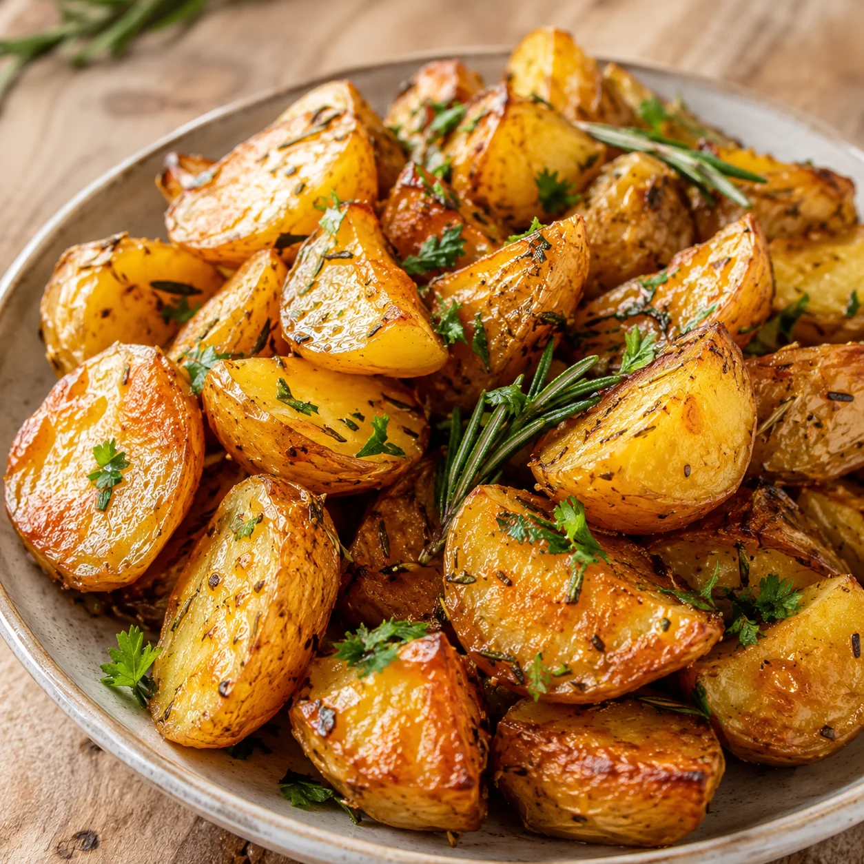 Papas doradas y crocantes al horno con hierbas