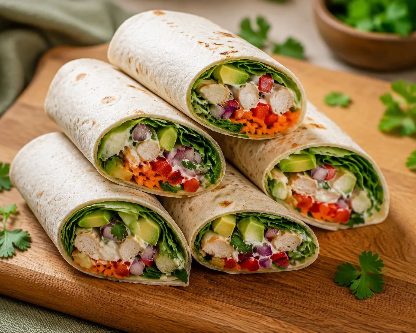 Wraps caseros cortados
